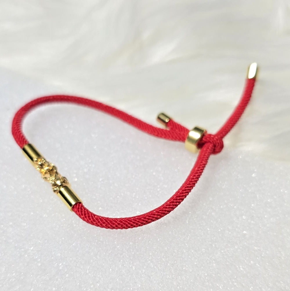 Elegant Red and Gold Bracelet Adjustable 18k Piao